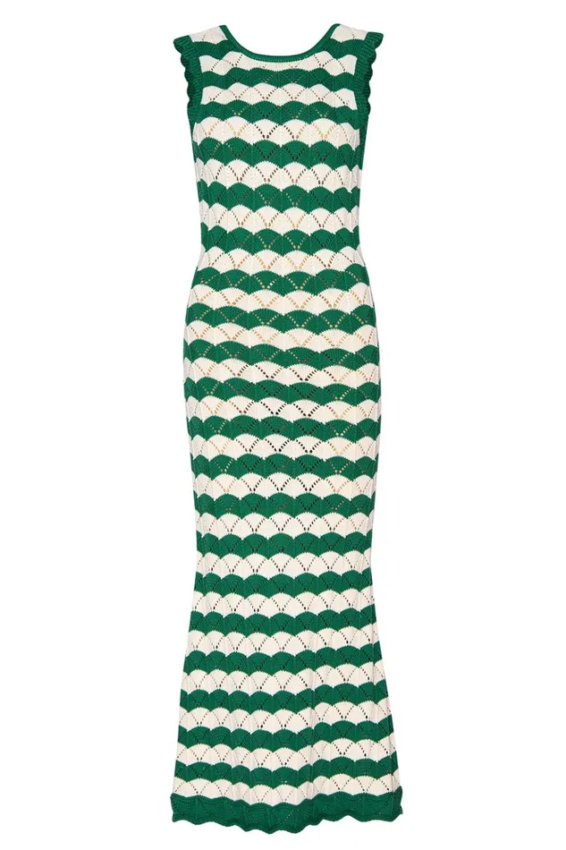 MISA Los Angeles ROSALBA DRESS Emerald Stripe Women Dresses