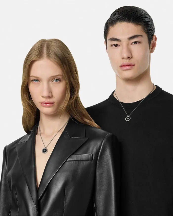 Necklaces WomenMen Versace Enamel Medusa Necklace Silver