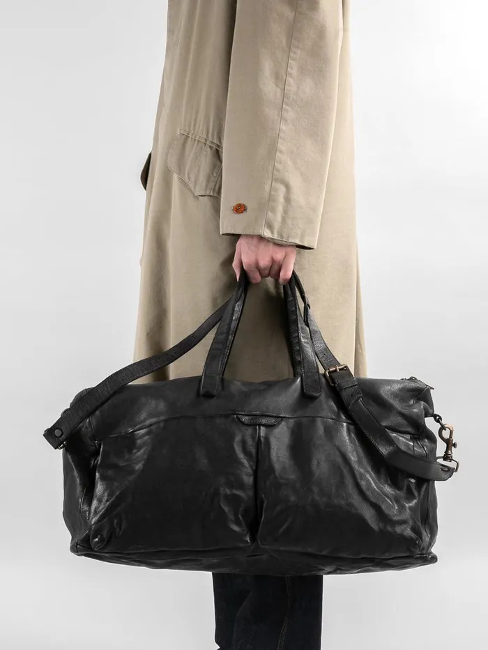 Officine Creative Bags HELMET 043 Nero Black Leather Weekend Bag 8211 Men