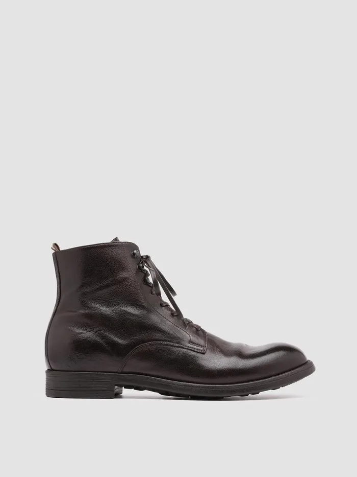 Officine Creative Boots and Ankle Boots CHRONICLE 004 Ebano Brown Leather Ankle Boots 8211 Men