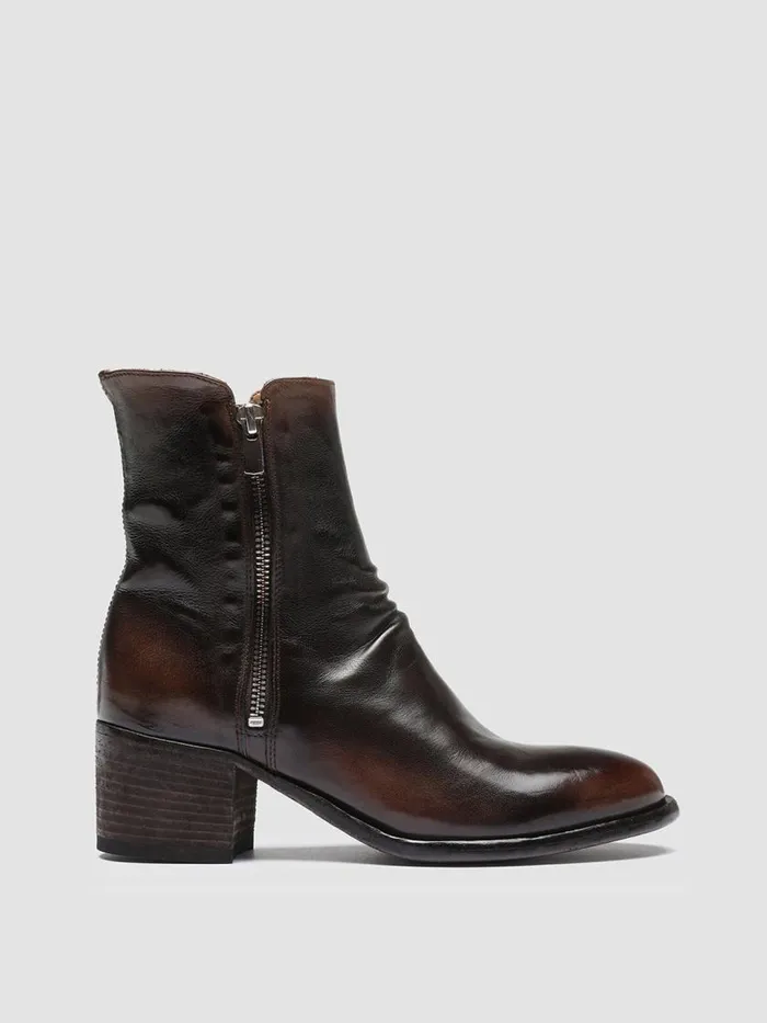 Officine Creative Boots and Booties DENNER 103 CaffeTMoro Brown Leather Ankle Boots 8211 Women