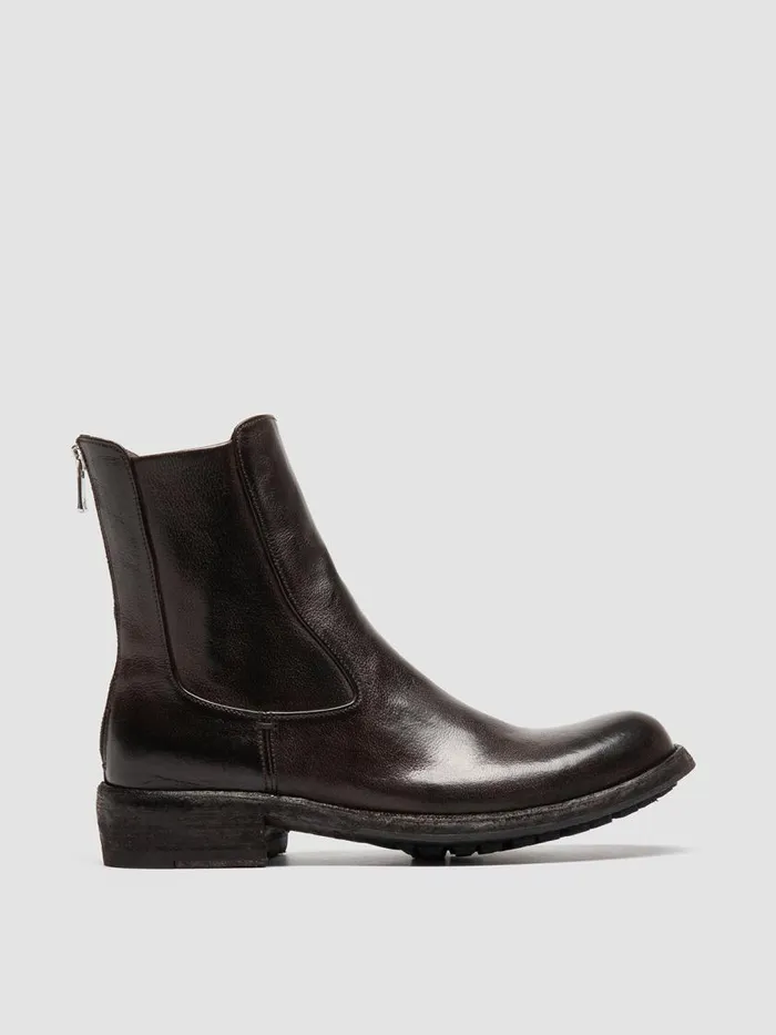 Officine Creative Boots and Booties LEGRAND 229 Ignis Ebano Brown Leather Zip Boots 8211 Women