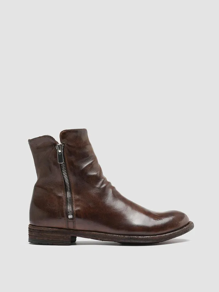 Officine Creative Boots and Booties LEXIKON 097 Cigar Brown Leather And Shearling Ankle Boots 8211 Women