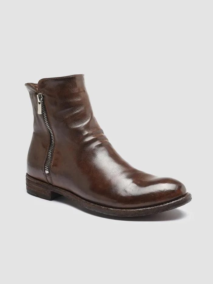 Officine Creative Boots and Booties LEXIKON 097 Cigar Brown Leather And Shearling Ankle Boots 8211 Women