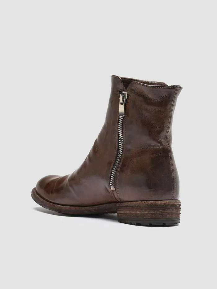Officine Creative Boots and Booties LEXIKON 097 Cigar Brown Leather And Shearling Ankle Boots 8211 Women