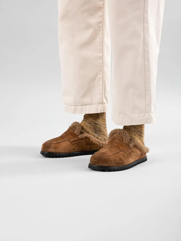 Officine Creative Mules PELAGIE D039HIVER 007 Birra Brown Suede Mule Sandals 8211 Women Officine Creative Mules PELAGIE D039HIVER 007 Birra Brown Suede Mule Sandals 8211 Women