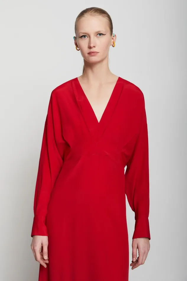 Ottod039Ame Silkblend Dress With Vneck Women Dresses
