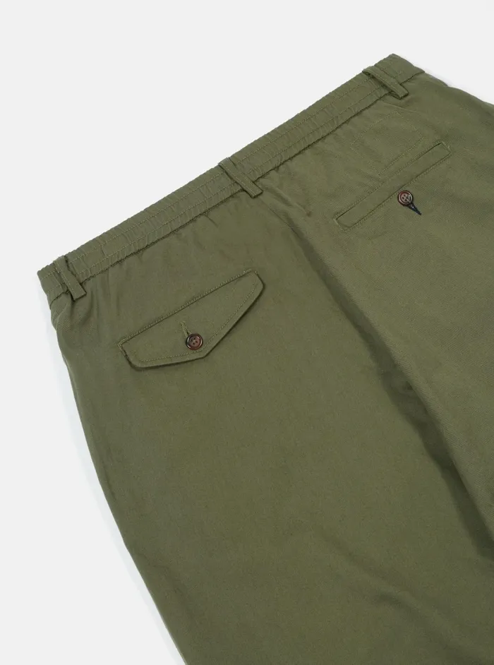 Pleated Track Pant In Light Olive Twill Men Universal Works Suiting