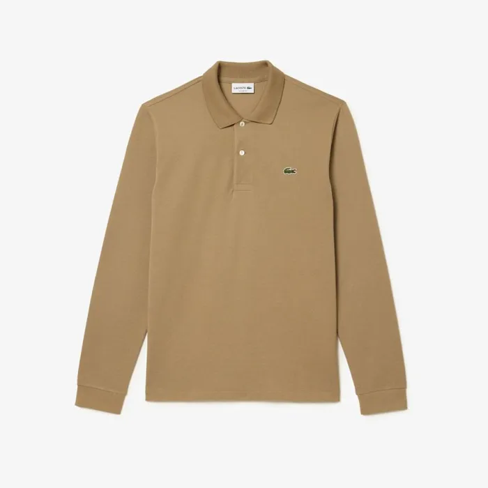 Polos Men Lacoste Men039s Long Sleeve Cotton Polo Beige Cb8