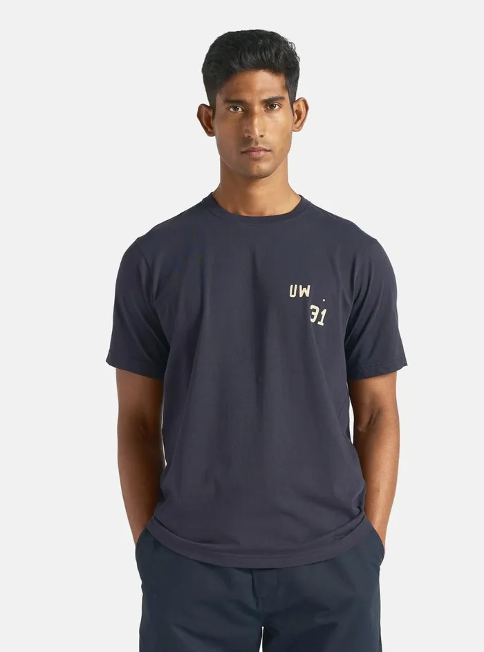 Print Tee In Navy Single Jersey UW31 Men Universal Works Tees