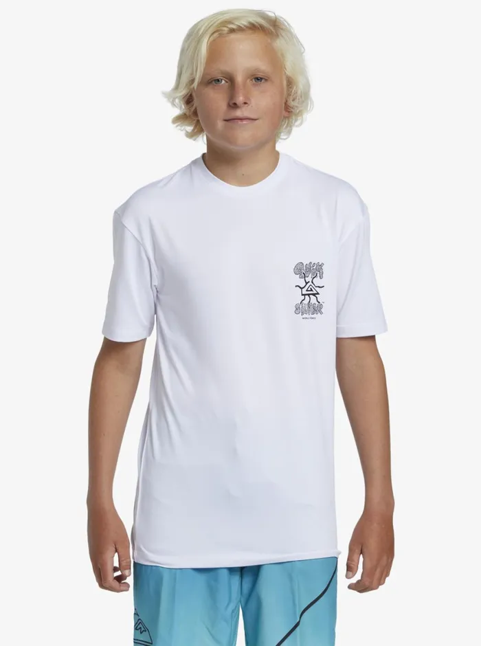 Quiksilver 816 Mix Session UPF 50 Short Sleeve Surf Tee White Boys Rashguards