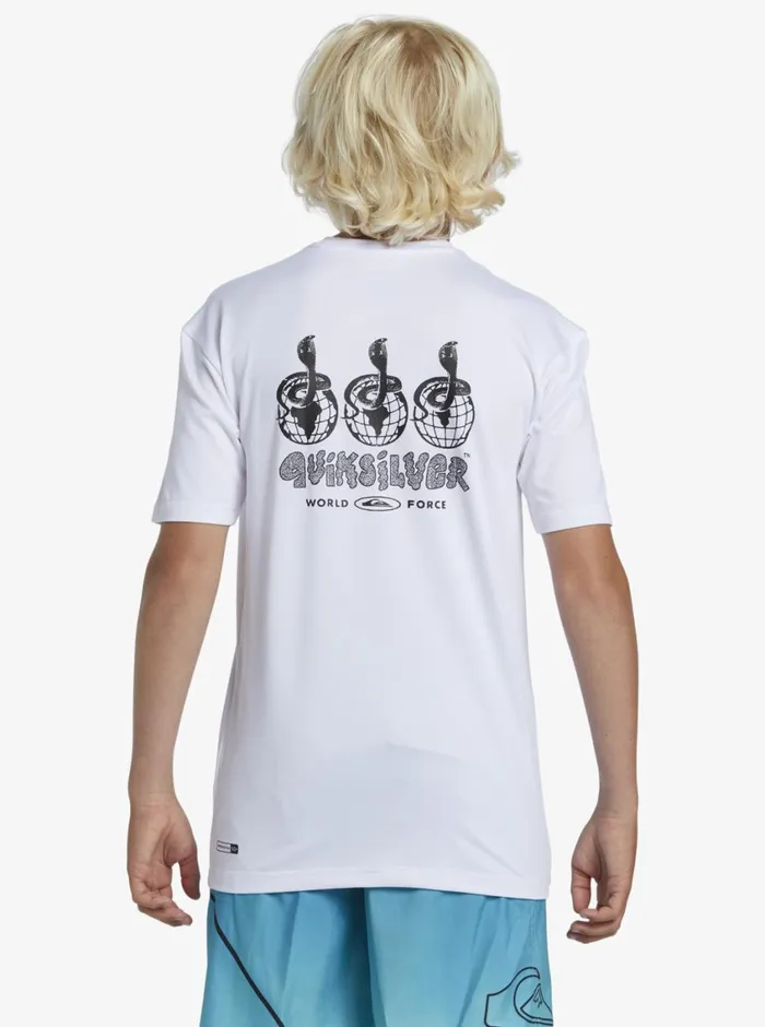 Quiksilver 816 Mix Session UPF 50 Short Sleeve Surf Tee White Boys Rashguards