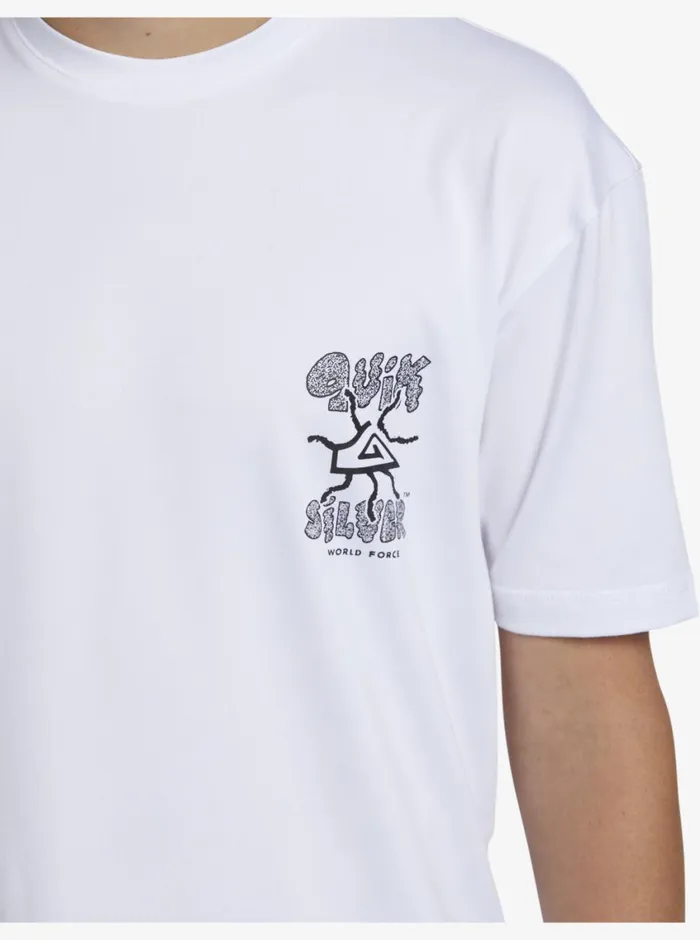 Quiksilver 816 Mix Session UPF 50 Short Sleeve Surf Tee White Boys Rashguards