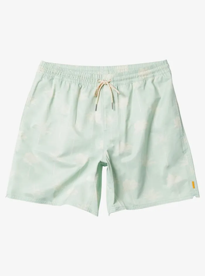 Quiksilver Cliffside 17034 Elastic Waist Shorts Subtle Green Amazed Palm MensWaterman Elastic Waist Quiksilver Cliffside 17034 Elastic Waist Shorts Subtle Green Amazed Palm MensWaterman Elastic Waist