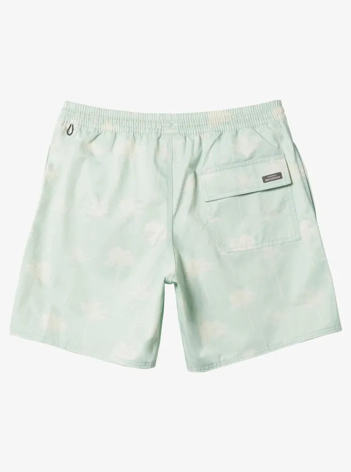 Quiksilver Cliffside 17034 Elastic Waist Shorts Subtle Green Amazed Palm MensWaterman Elastic Waist