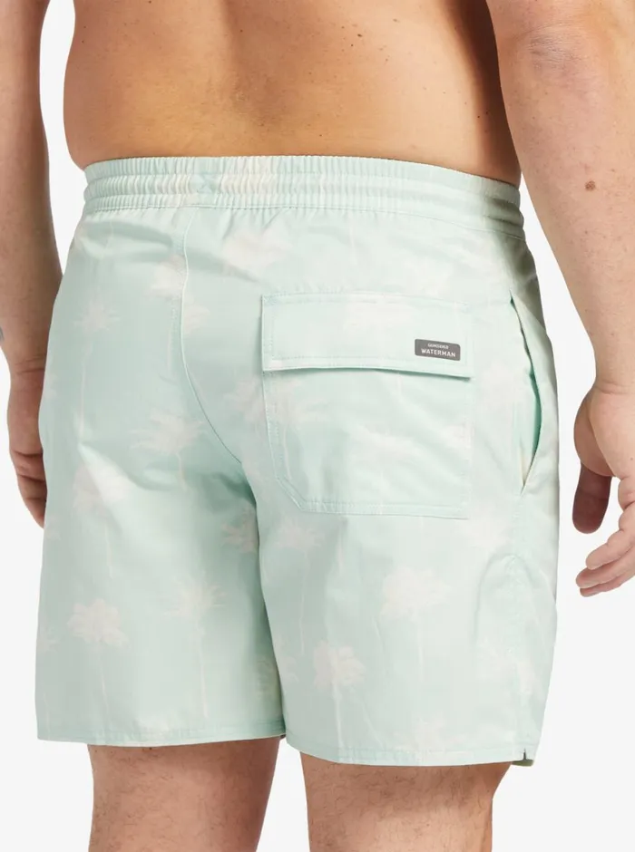 Quiksilver Cliffside 17034 Elastic Waist Shorts Subtle Green Amazed Palm MensWaterman Elastic Waist