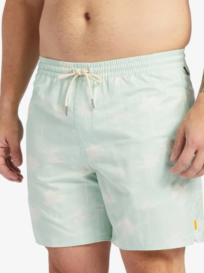 Quiksilver Cliffside 17034 Elastic Waist Shorts Subtle Green Amazed Palm MensWaterman Elastic Waist