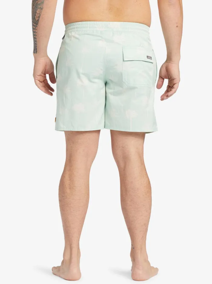 Quiksilver Cliffside 17034 Elastic Waist Shorts Subtle Green Amazed Palm MensWaterman Elastic Waist