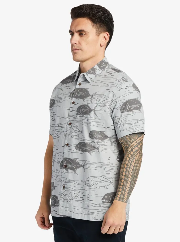 Quiksilver Dive Sites Woven Shirt Harbor Mist Dive Sites MensWaterman Shirts and Polos