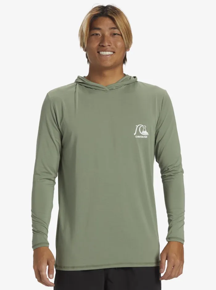 Quiksilver DNA Hood Hooded Surf Tee Sea Spray Mens Rashguards Quiksilver DNA Hood Hooded Surf Tee Sea Spray Mens Rashguards