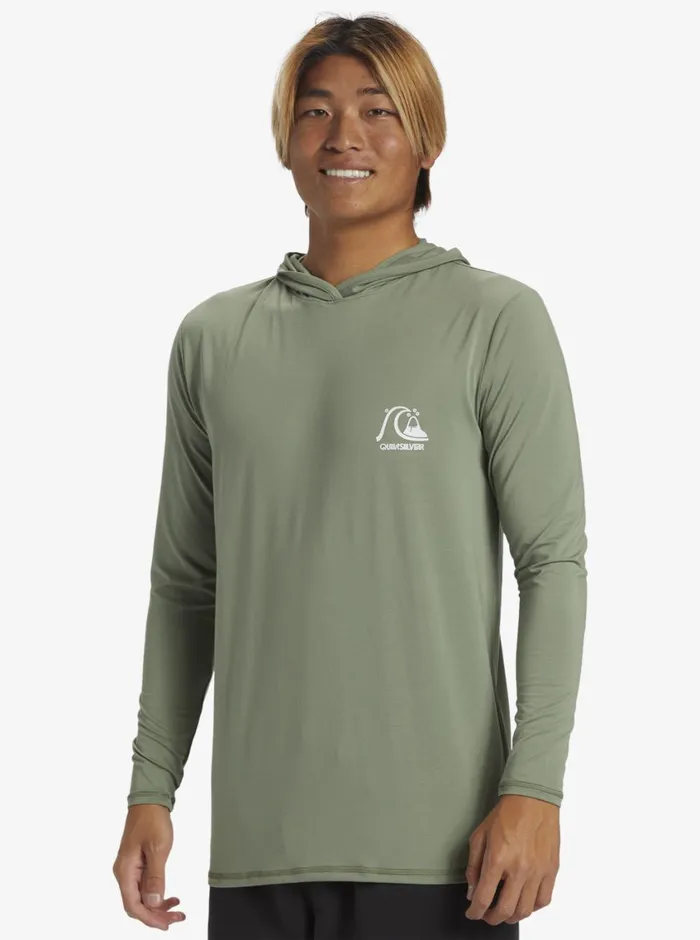 Quiksilver DNA Hood Hooded Surf Tee Sea Spray Mens Rashguards Quiksilver DNA Hood Hooded Surf Tee Sea Spray Mens Rashguards