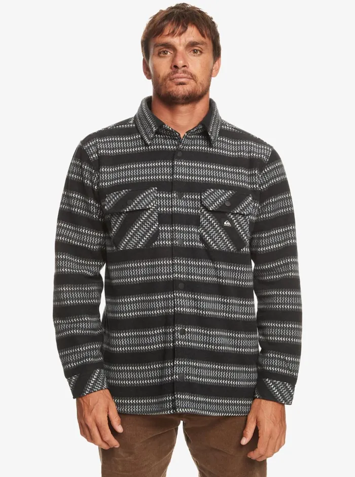 Quiksilver Epic Surf Days Fleece Overshirt Black Surf Days Stripe Mens Sweatshirts and Hoodies