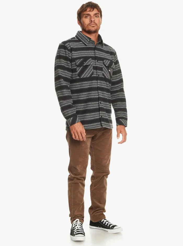 Quiksilver Epic Surf Days Fleece Overshirt Black Surf Days Stripe Mens Sweatshirts and Hoodies