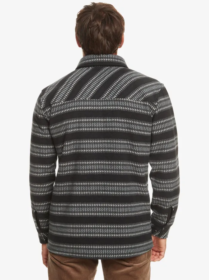 Quiksilver Epic Surf Days Fleece Overshirt Black Surf Days Stripe Mens Sweatshirts and Hoodies