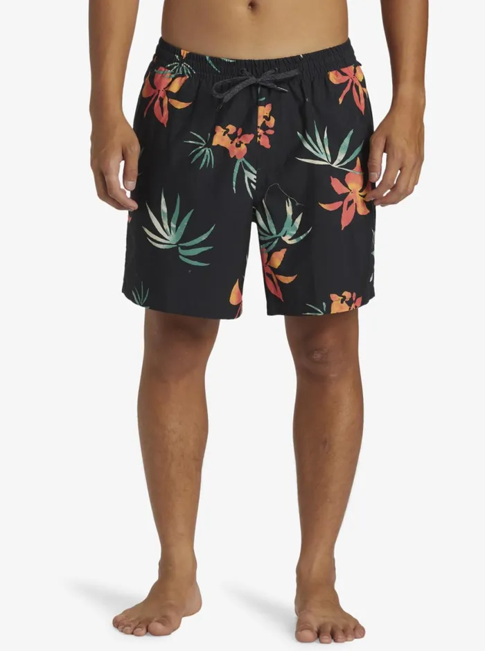 Quiksilver Everyday Mix Volley 17034 Elastic Waist Shorts Black Mens Elastic Waist