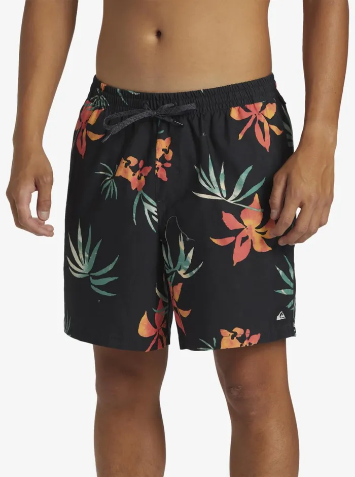 Quiksilver Everyday Mix Volley 17034 Elastic Waist Shorts Black Mens Elastic Waist