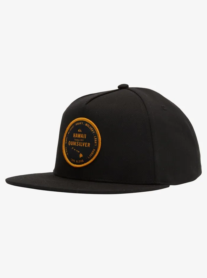 Quiksilver Hawaii Badge Snapback Hat Black Mens Hats
