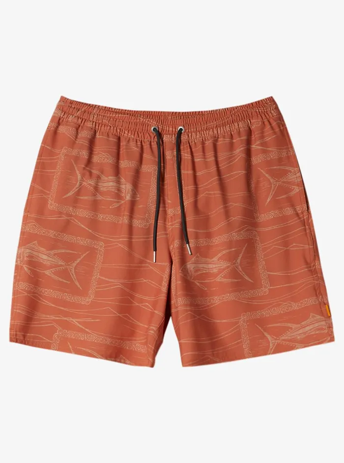 Quiksilver Reef Point Volley 17034 Elastic Waist Shorts Reef Point Mango MensWaterman Elastic Waist