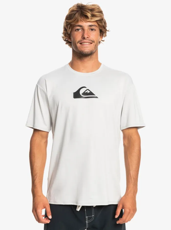 Quiksilver Solid Streak Short Sleeve UPF 50 Surf Tee Gray Violet Mens Rashguards