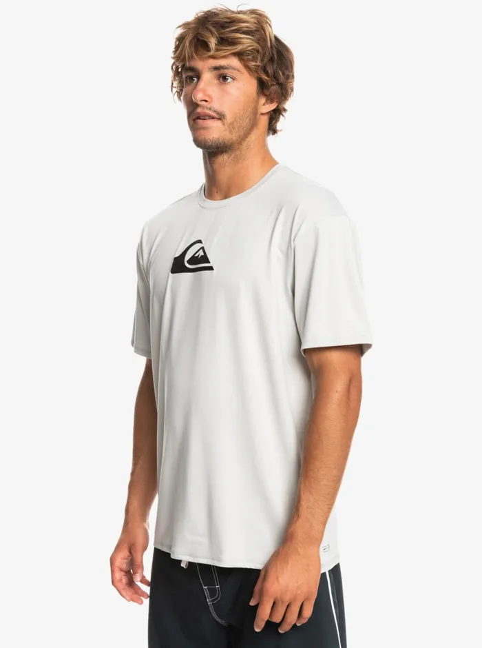 Quiksilver Solid Streak Short Sleeve UPF 50 Surf Tee Gray Violet Mens Rashguards