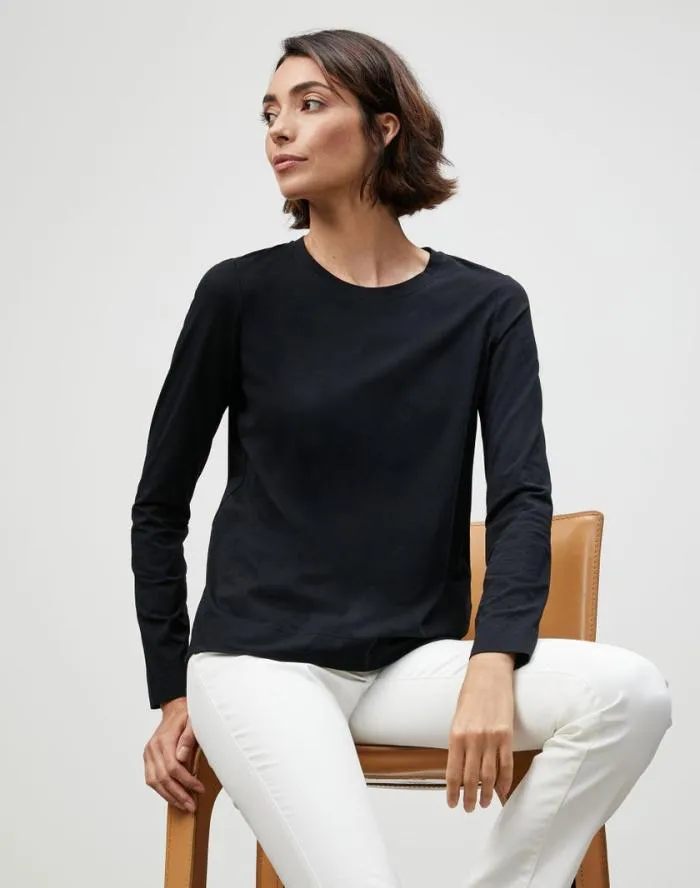 Ready To Wear Cotton Jersey Modern Long Sleeve Tee Black Lafayette 148 New York Tops and Tees Ready To Wear Cotton Jersey Modern Long Sleeve Tee Black Lafayette 148 New York Tops and Tees