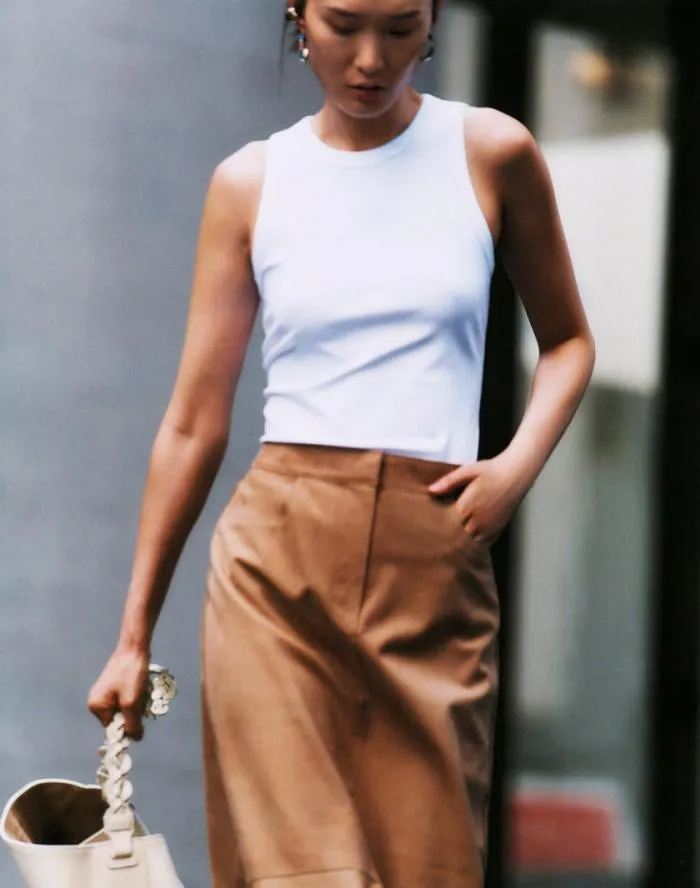 Ready To Wear Cotton Rib Racerback Tank White Lafayette 148 New York Tops and Tees