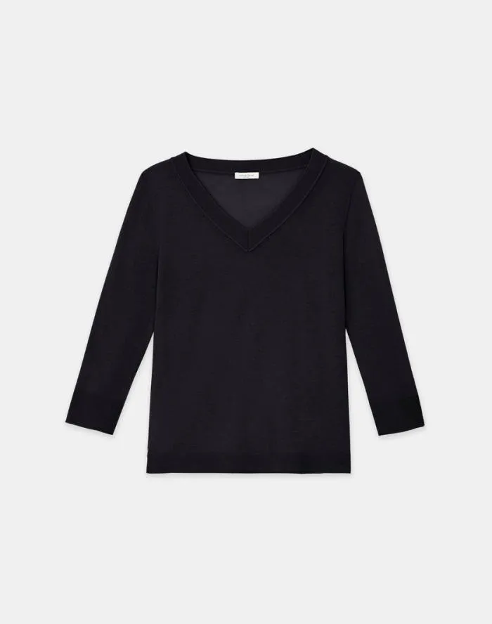 Ready To Wear Fine Gauge Cashmere VNeck Sweater Black Lafayette 148 New York Sweaters and Knits