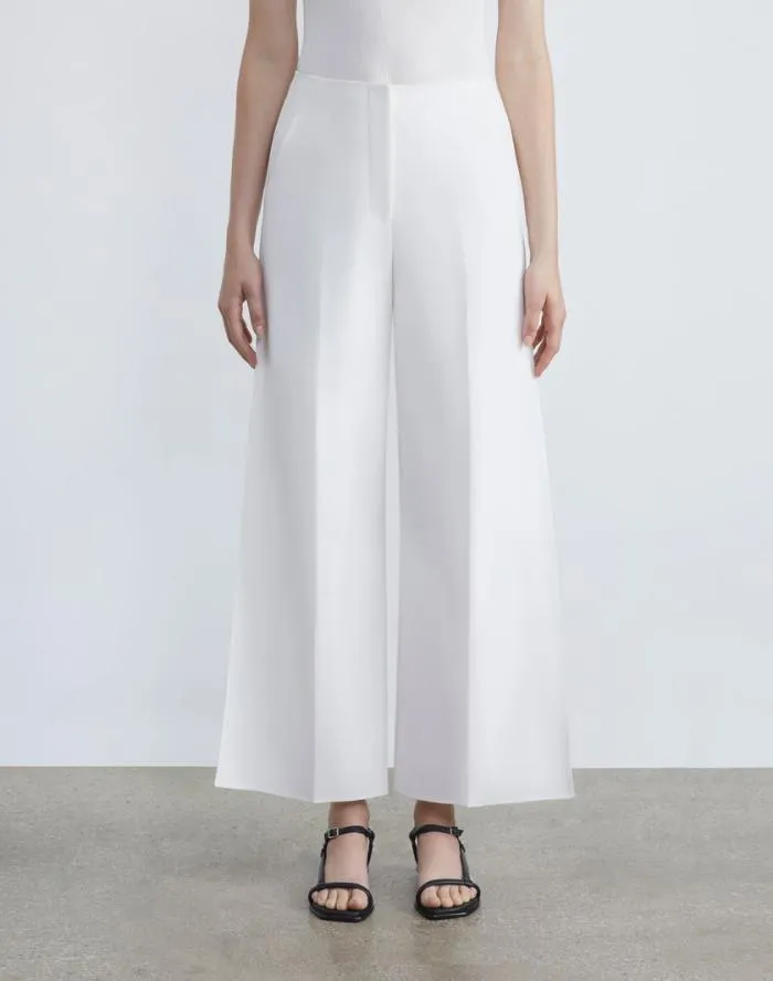 Ready To Wear Finesse Crepe Franklin Wide Leg Ankle Pant Cloud Lafayette 148 New York Pants and Shorts