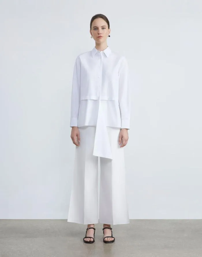 Ready To Wear Finesse Crepe Franklin Wide Leg Ankle Pant Cloud Lafayette 148 New York Pants and Shorts