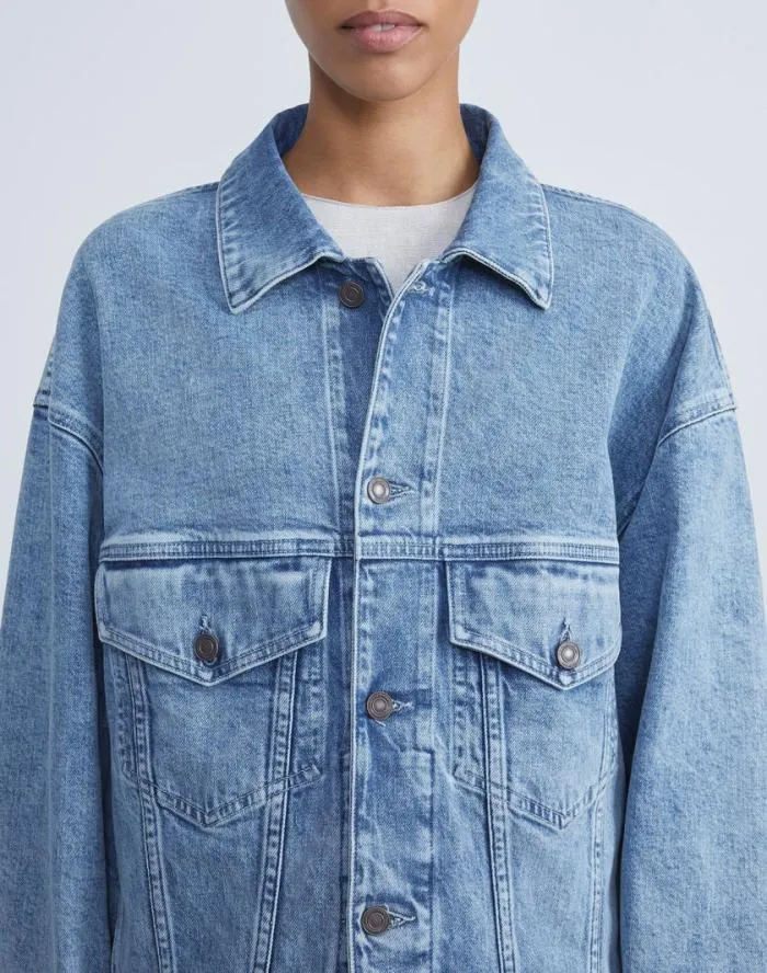 Ready To Wear L148 Denim Oversized Jacket Stonewash Blue Lafayette 148 New York Jackets and Blazers