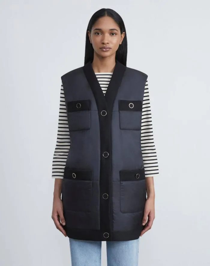 Ready To Wear Regenerated Poly Tech Quilted Vest Black Lafayette 148 New York Jackets and Blazers