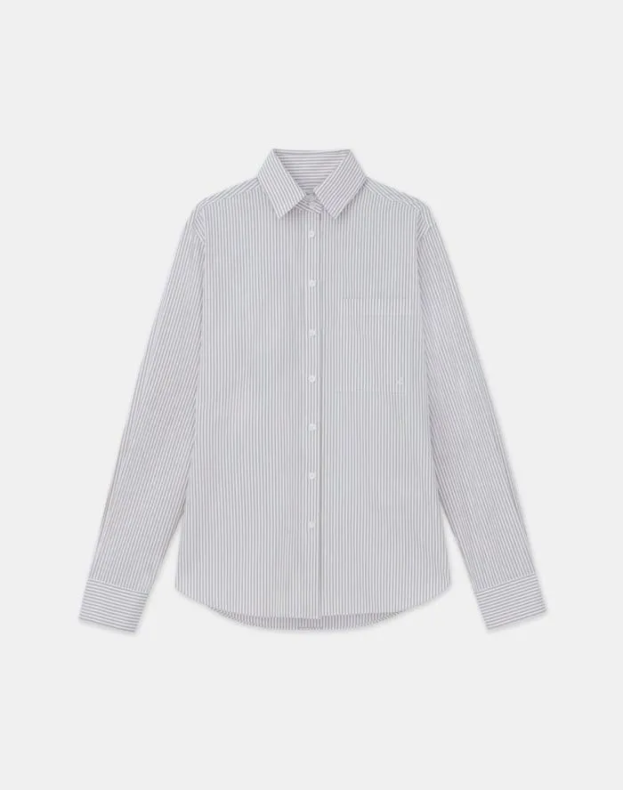 Ready To Wear Stripe Cotton High Collar Shirt Oat Multi Lafayette 148 New York Blouses and Shirts Ready To Wear Stripe Cotton High Collar Shirt Oat Multi Lafayette 148 New York Blouses and Shirts