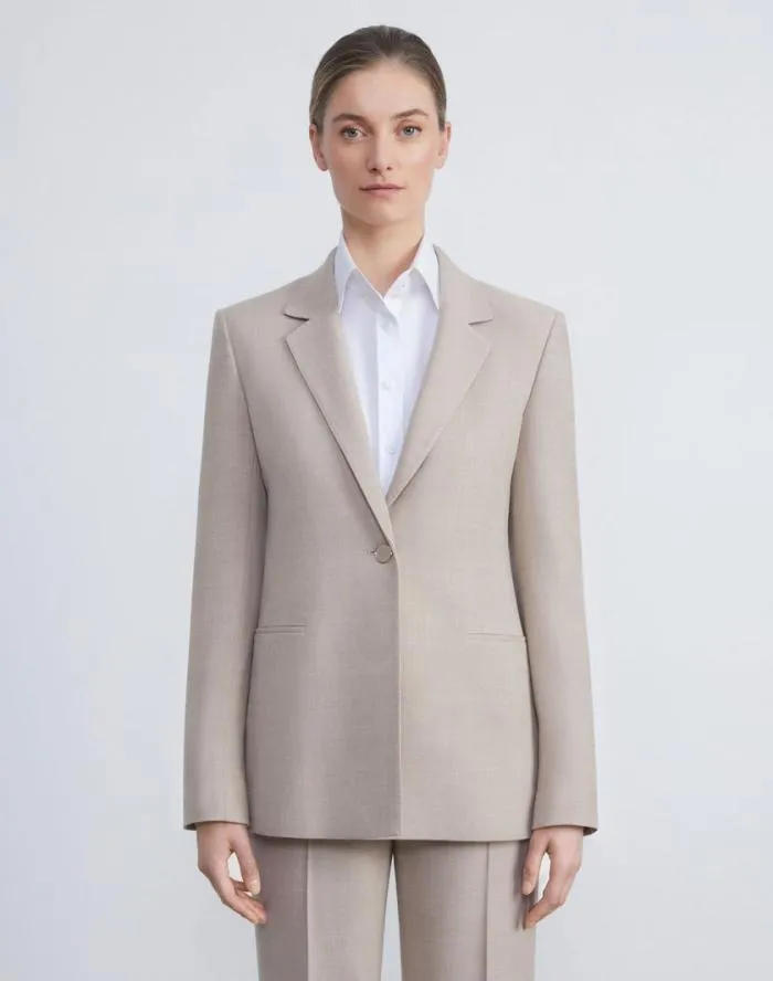 Ready To Wear Virgin Wool Blazer Grey Heather Lafayette 148 New York Jackets and Blazers
