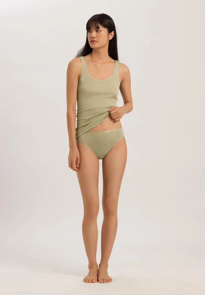 Round Neck Cotton Tank Top Moss Green Women HANRO Tank Tops