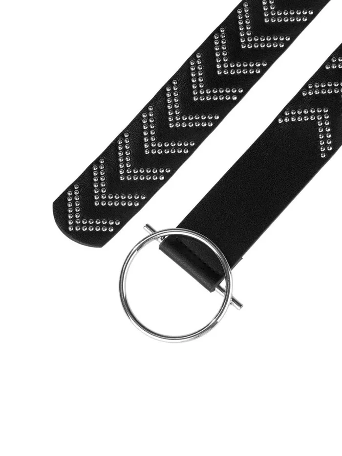 RWandCO Belts Allegra K Skinny Waist Round Metal Buckle Narrow Belt Black 8211 Women
