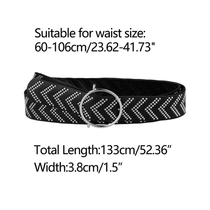 RWandCO Belts Allegra K Skinny Waist Round Metal Buckle Narrow Belt Black 8211 Women
