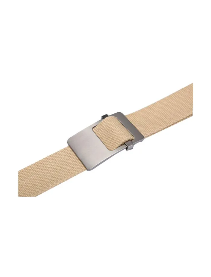 RWandCO Belts and Suspenders Unique Bargains Unisex Canvas Web Belt With Metal Slide Buckle Khaki 8211 Flat Buckle 8211 Men