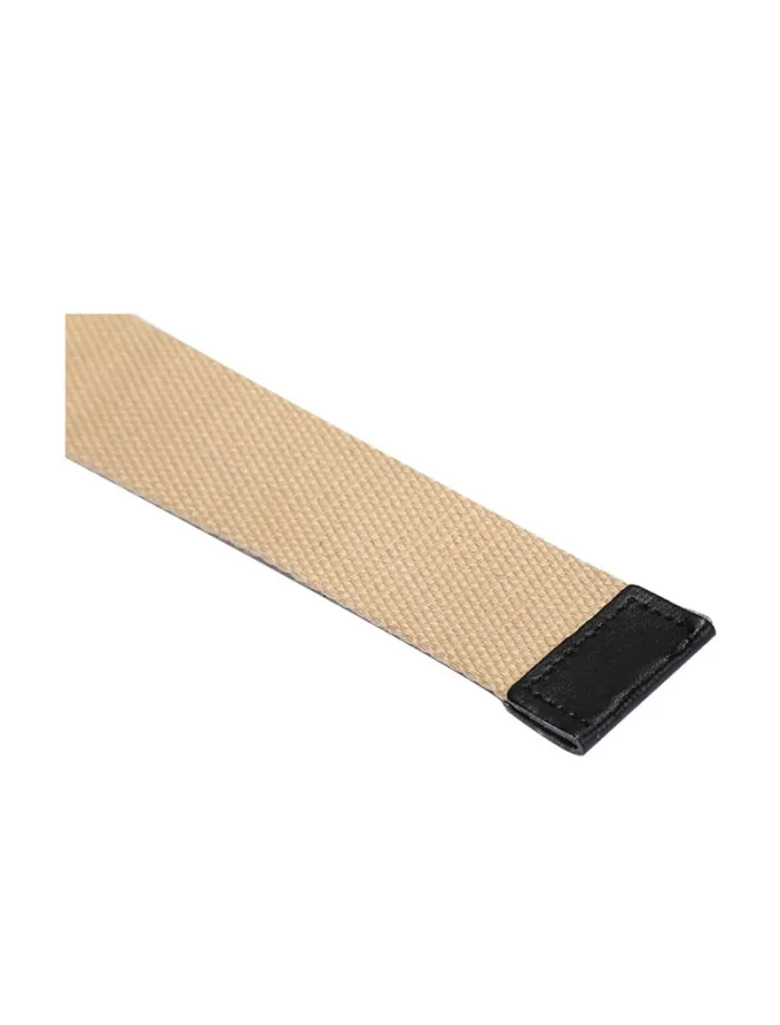 RWandCO Belts and Suspenders Unique Bargains Unisex Canvas Web Belt With Metal Slide Buckle Khaki 8211 Flat Buckle 8211 Men