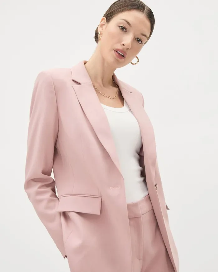 RWandCO Blazers Pink OneButton Blazer Pink Blush 8211 Women