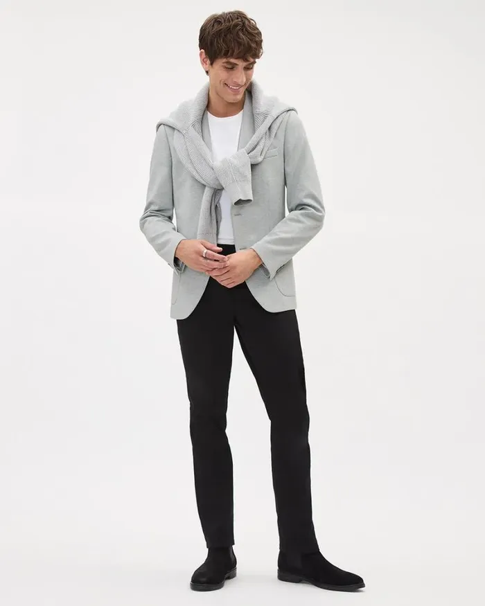 RWandCO Blazers SlimFit Textured Knit Blazer Light Grey 8211 Men